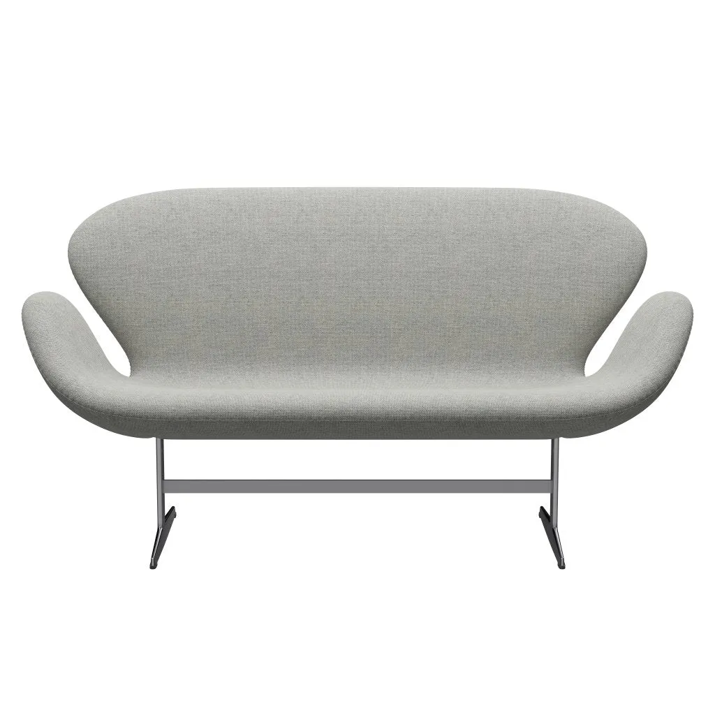 Fritz Hansen Swan™ Sofa 2 Seater, Satin Brushed Aluminium/Hallingdal White/Grey