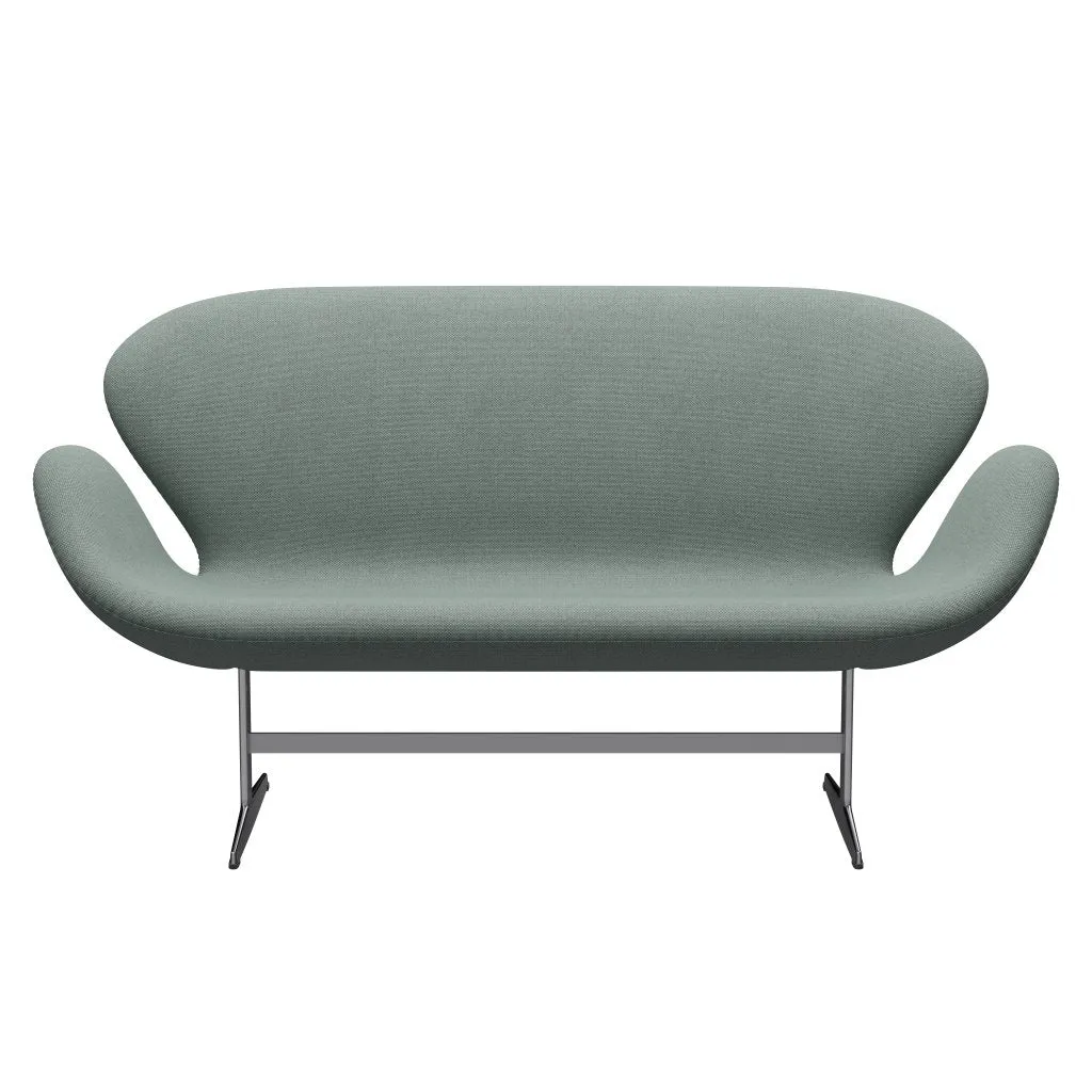 Fritz Hansen Swan™ Sofa 2 Seater, Satin Brushed Aluminium/Re Wool Light Aquamarine/Natural