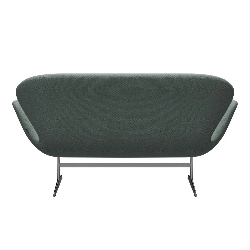 Fritz Hansen Swan™ Sofa 2 Seater, Satin Brushed Aluminium/Re Wool Light Aquamarine/Natural