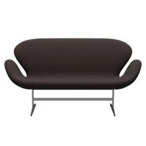 Fritz Hansen Swan™ Sofa 2 Seater, Satin Brushed Aluminium/Steelcut Dark Earth Brown