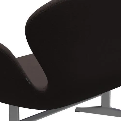 Fritz Hansen Swan™ Sofa 2 Seater, Satin Brushed Aluminium/Steelcut Dark Earth Brown