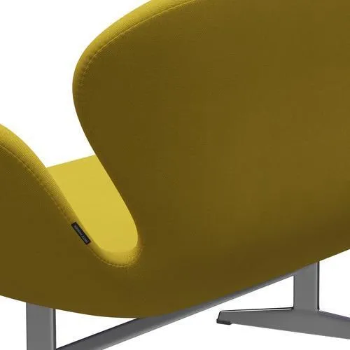 Fritz Hansen Swan™ Sofa 2 Seater, Satin Brushed Aluminium/Steelcut Light Green/Yellow