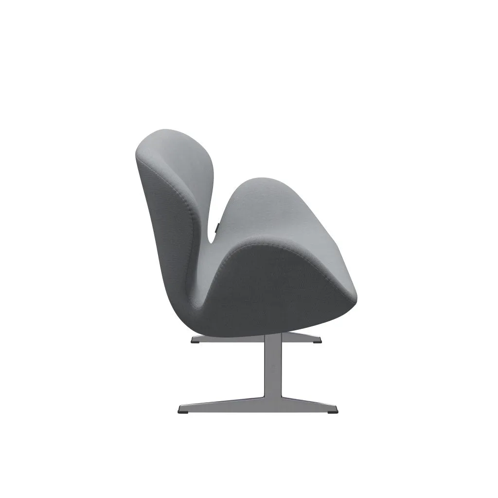 Fritz Hansen Swan™ Sofa 2 Seater, Satin Brushed Aluminium/Steelcut Light Grey