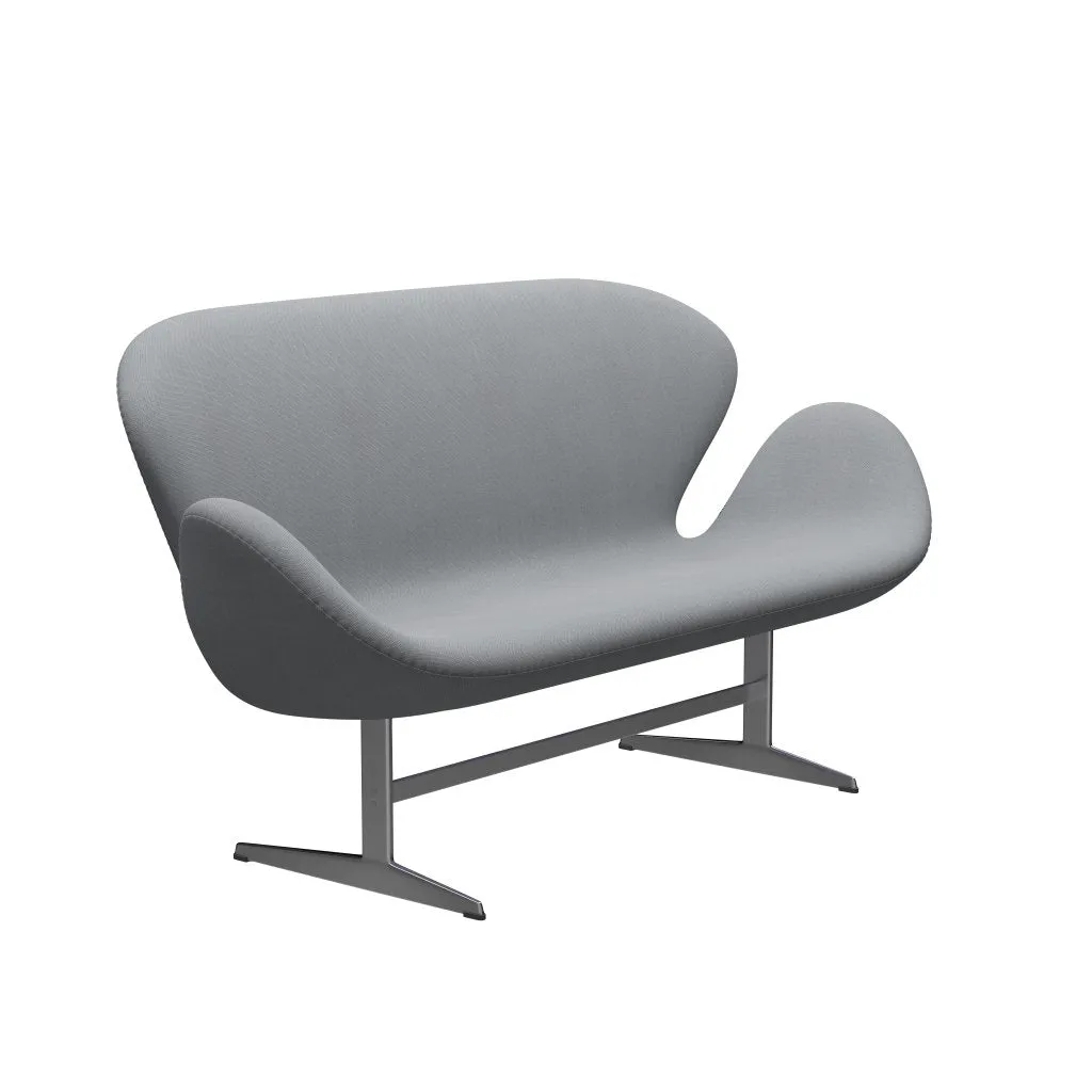 Fritz Hansen Swan™ Sofa 2 Seater, Satin Brushed Aluminium/Steelcut Light Grey