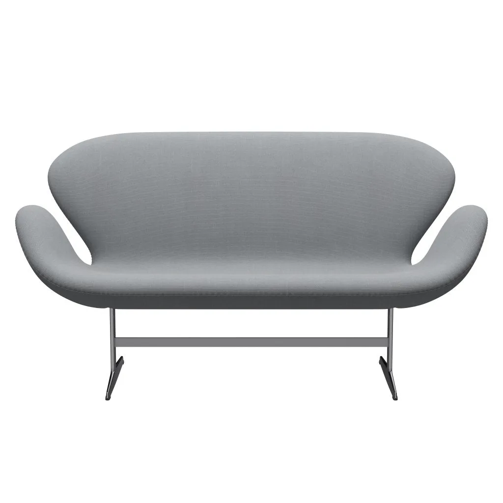 Fritz Hansen Swan™ Sofa 2 Seater, Satin Brushed Aluminium/Steelcut Light Grey