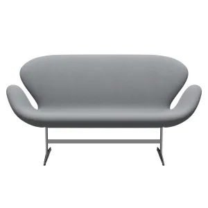 Fritz Hansen Swan™ Sofa 2 Seater, Satin Brushed Aluminium/Steelcut Light Grey