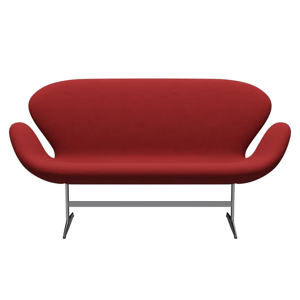 Fritz Hansen Swan™ Sofa 2 Seater, Satin Brushed Aluminium/Steelcut Red