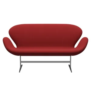 Fritz Hansen Swan™ Sofa 2 Seater, Satin Brushed Aluminium/Steelcut Red