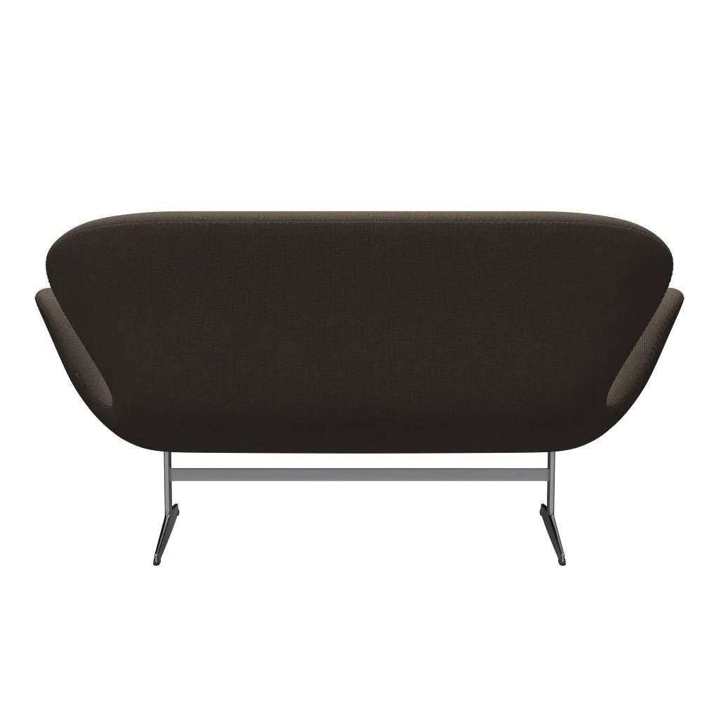 Fritz Hansen Swan™ Sofa 2 Seater, Satin Brushed Aluminium/Steelcut Trio Grey/Brown