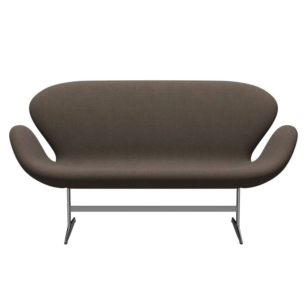 Fritz Hansen Swan™ Sofa 2 Seater, Satin Brushed Aluminium/Steelcut Trio Grey/Brown