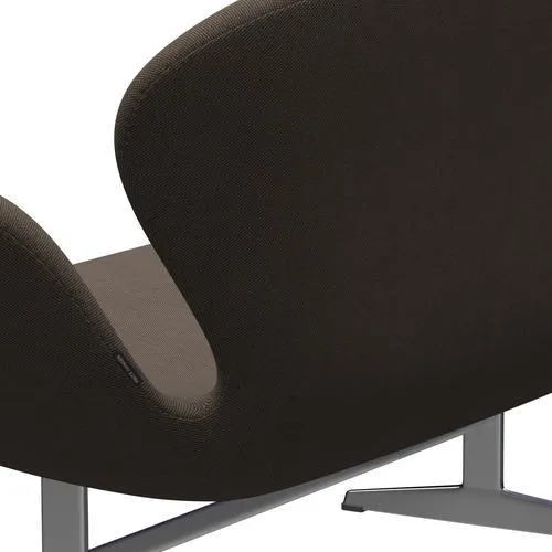 Fritz Hansen Swan™ Sofa 2 Seater, Satin Brushed Aluminium/Steelcut Trio Grey/Brown