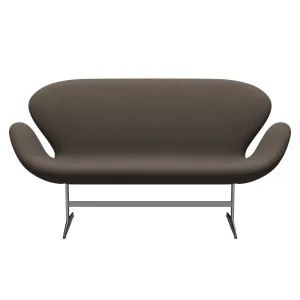 Fritz Hansen Swan™ Sofa 2 Seater, Satin Brushed Aluminium/Steelcut Trio Grey/Brown