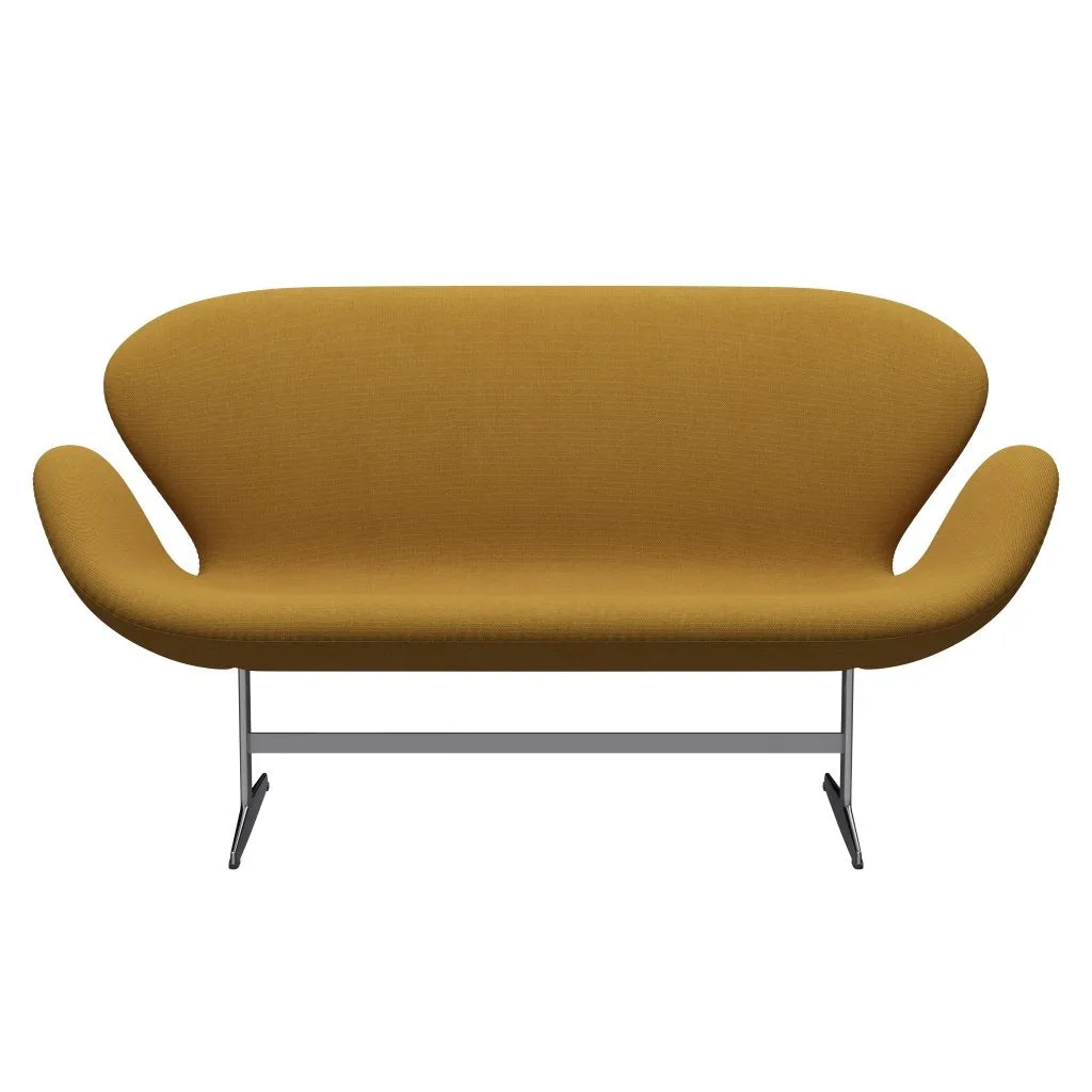 Fritz Hansen Swan™ Sofa 2 Seater, Satin Brushed Aluminium/Steelcut Trio Mustard Dark