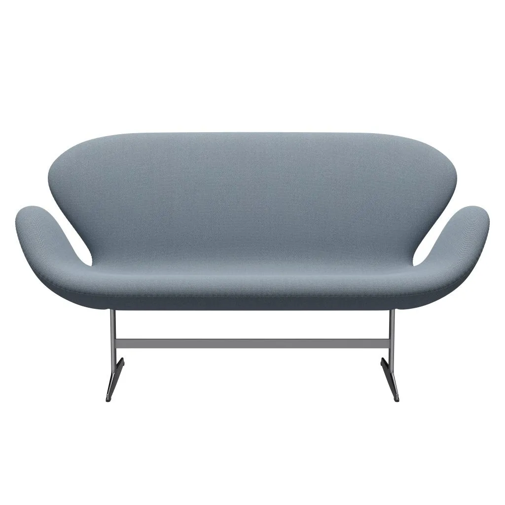 Fritz Hansen Swan™ Sofa 2 Seater, Satin Brushed Aluminium/Steelcut Trio Pastel Blue