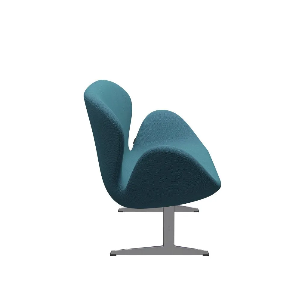 Fritz Hansen Swan™ Sofa 2 Seater, Satin Brushed Aluminium/Steelcut Trio Turquoise