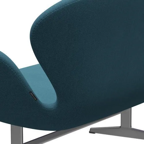 Fritz Hansen Swan™ Sofa 2 Seater, Satin Brushed Aluminium/Steelcut Trio Turquoise