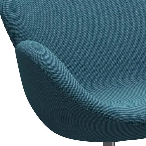 Fritz Hansen Swan™ Sofa 2 Seater, Satin Brushed Aluminium/Steelcut Trio Turquoise