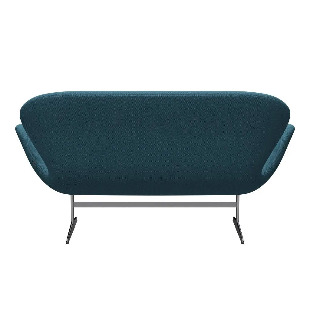 Fritz Hansen Swan™ Sofa 2 Seater, Satin Brushed Aluminium/Steelcut Trio Turquoise