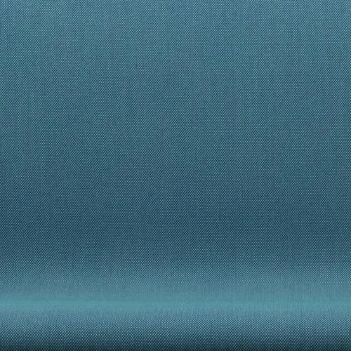 Fritz Hansen Swan™ Sofa 2 Seater, Satin Brushed Aluminium/Steelcut Trio Turquoise