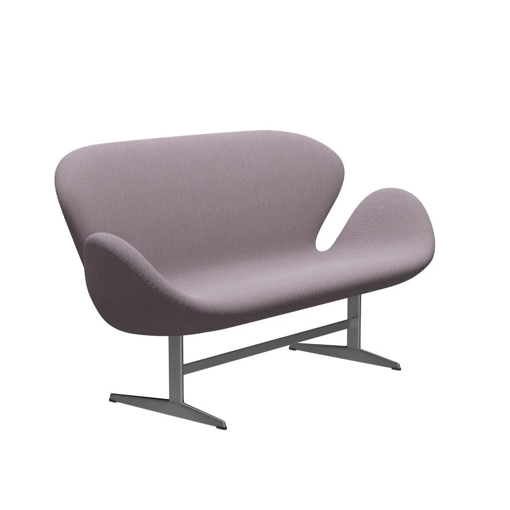 Fritz Hansen Swan™ Sofa 2 Seater, Satin Brushed Aluminium/Steelcut Trio White/Violet