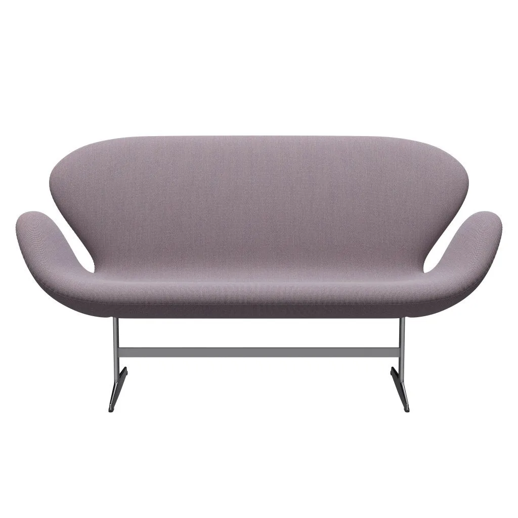 Fritz Hansen Swan™ Sofa 2 Seater, Satin Brushed Aluminium/Steelcut Trio White/Violet