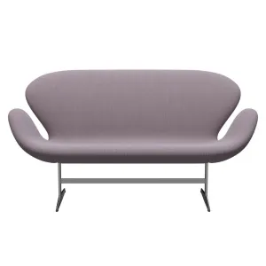 Fritz Hansen Swan™ Sofa 2 Seater, Satin Brushed Aluminium/Steelcut Trio White/Violet