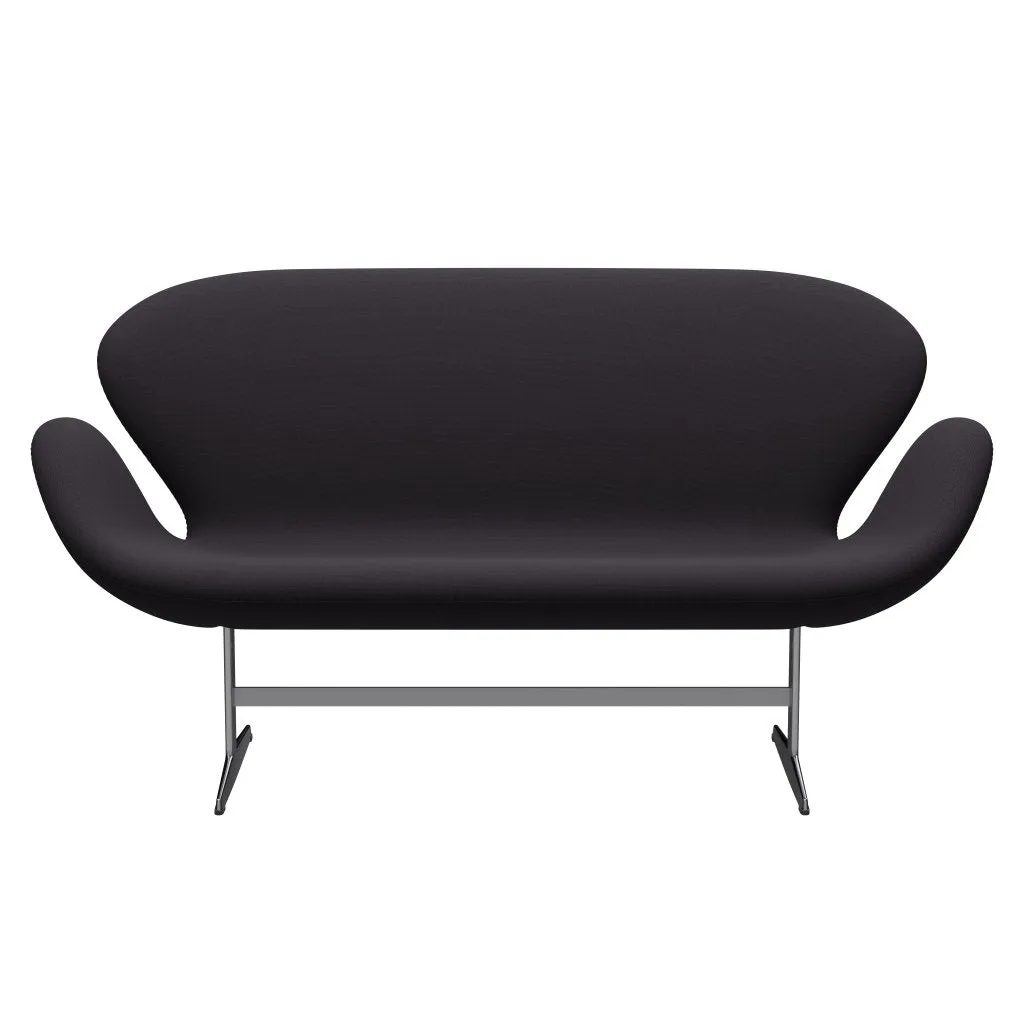 Fritz Hansen Swan™ Sofa 2 Seater, Satin Brushed Aluminium/Steelcut Violet Dark