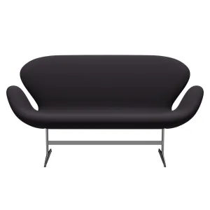 Fritz Hansen Swan™ Sofa 2 Seater, Satin Brushed Aluminium/Steelcut Violet Dark