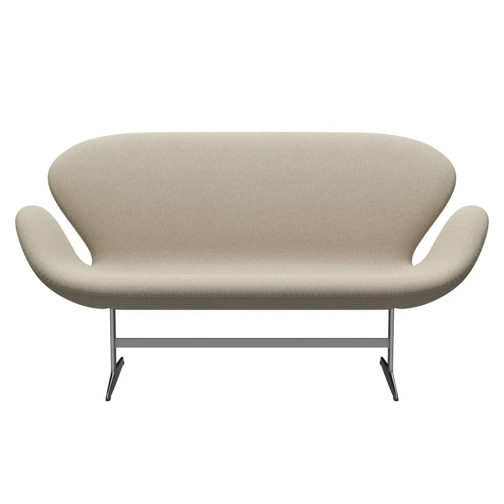 Fritz Hansen Swan™ Sofa 2 Seater, Satin Brushed Aluminium/Sunniva Light Beige