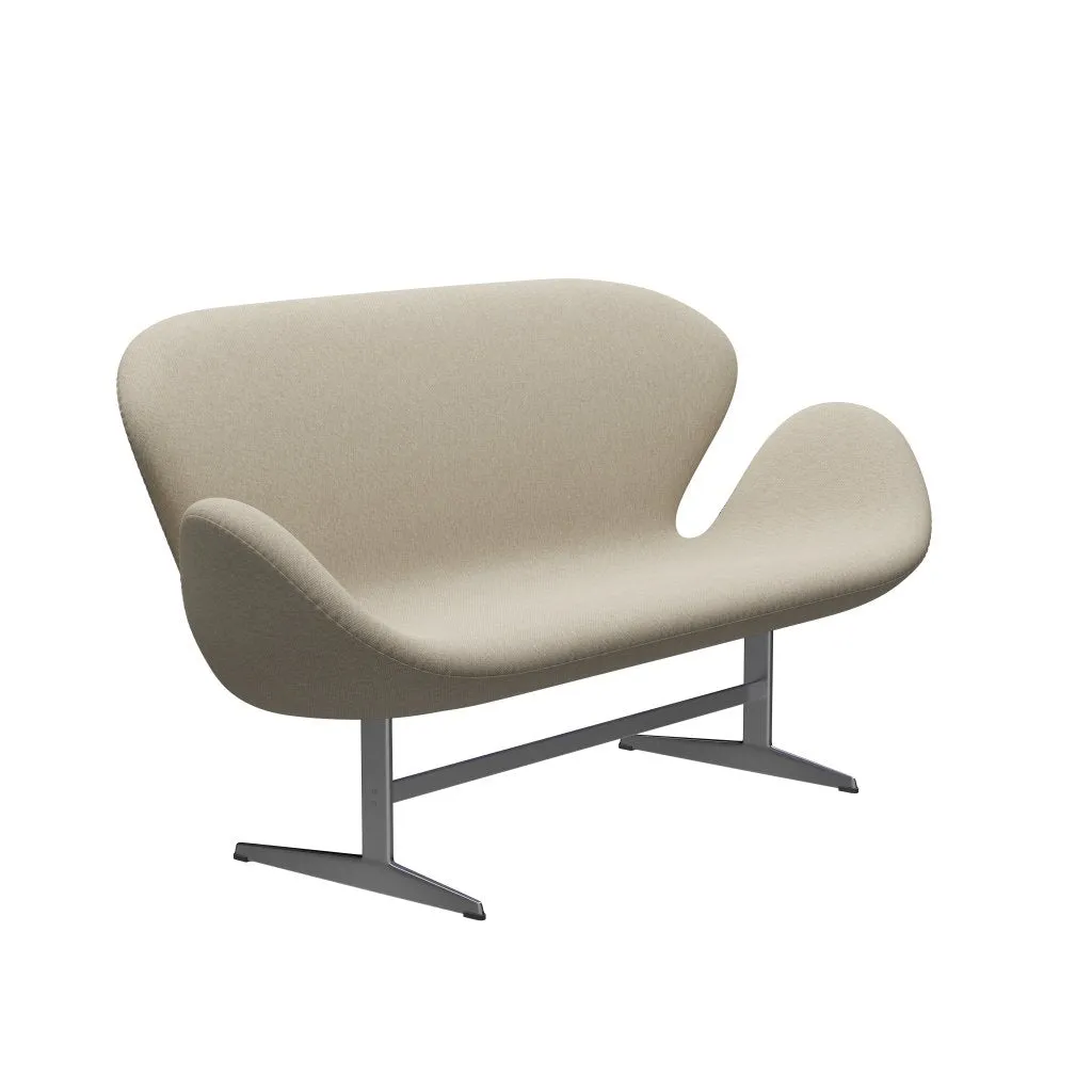 Fritz Hansen Swan™ Sofa 2 Seater, Satin Brushed Aluminium/Sunniva Light Beige