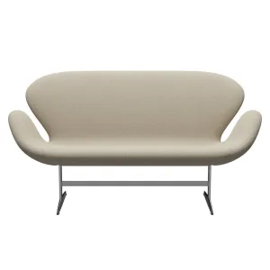 Fritz Hansen Swan™ Sofa 2 Seater, Satin Brushed Aluminium/Sunniva Light Beige