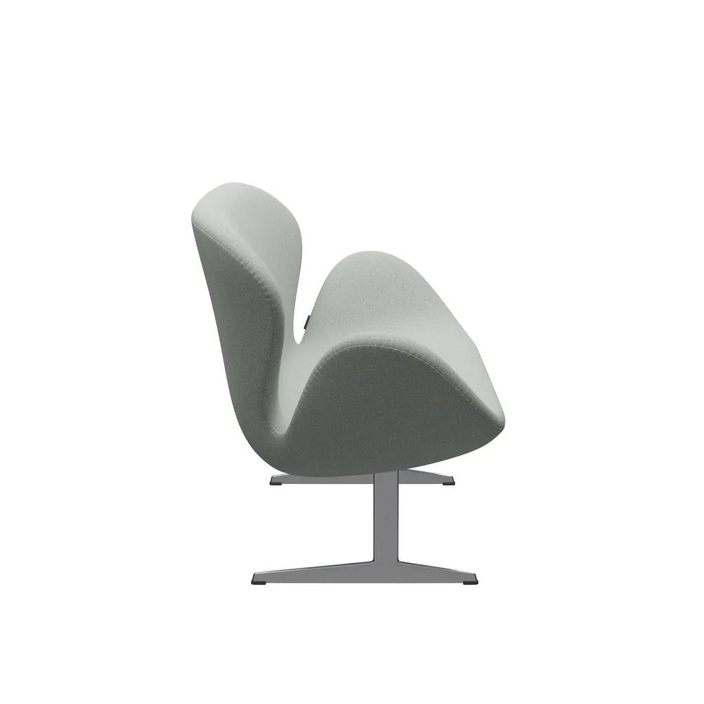 Fritz Hansen Swan™ Sofa 2 Seater, Satin Brushed Aluminium/Sunniva Mint Green