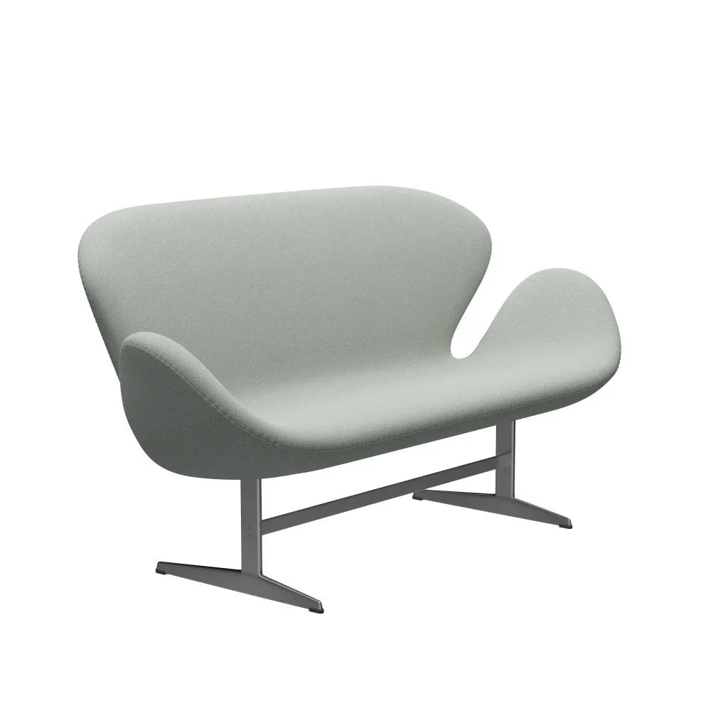 Fritz Hansen Swan™ Sofa 2 Seater, Satin Brushed Aluminium/Sunniva Mint Green