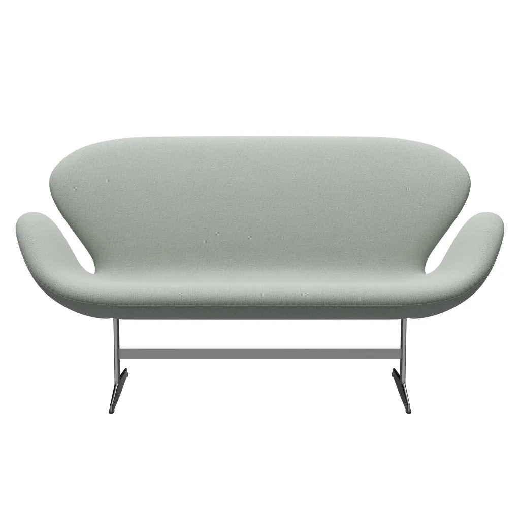 Fritz Hansen Swan™ Sofa 2 Seater, Satin Brushed Aluminium/Sunniva Mint Green