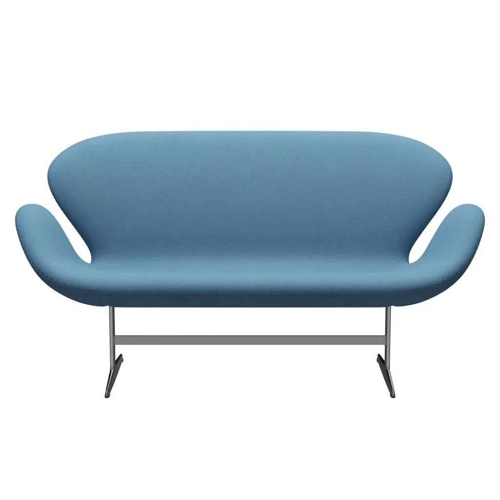 Fritz Hansen Swan™ Sofa 2 Seater, Satin Brushed Aluminium/Tonus Pastel Blue