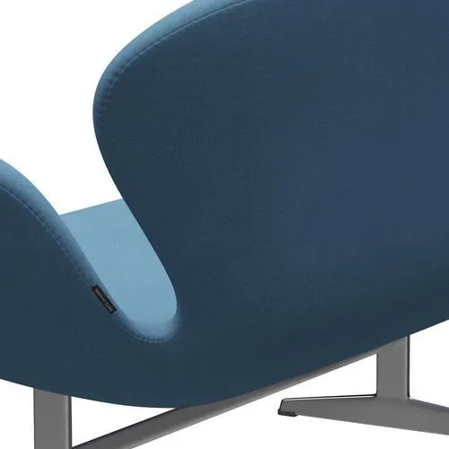 Fritz Hansen Swan™ Sofa 2 Seater, Satin Brushed Aluminium/Tonus Pastel Blue