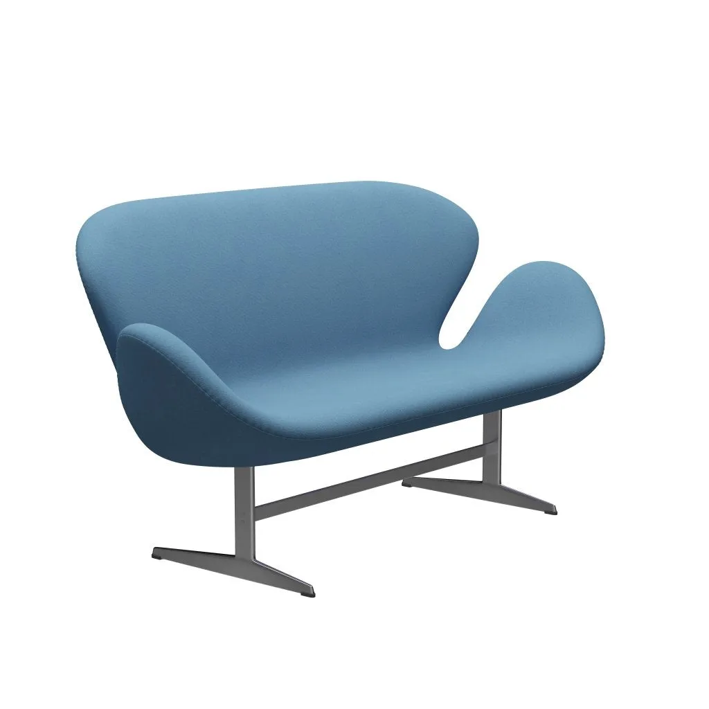 Fritz Hansen Swan™ Sofa 2 Seater, Satin Brushed Aluminium/Tonus Pastel Blue