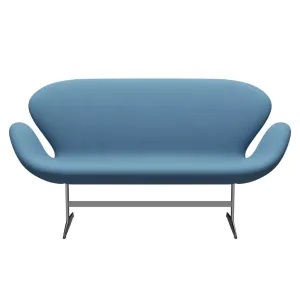Fritz Hansen Swan™ Sofa 2 Seater, Satin Brushed Aluminium/Tonus Pastel Blue
