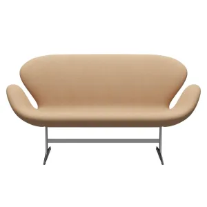 Fritz Hansen Swan™ Sofa 2 Seater, Satin Brushed Aluminium/Tonus Warm Beige