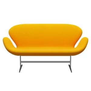 Fritz Hansen Swan™ Sofa 2 Seater, Satin Brushed Aluminium/Tonus Yellow Orange