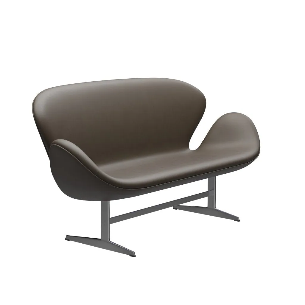 Fritz Hansen Swan™ Sofa 2 Seater, Satin Brushed Aluminum/Essential Stone