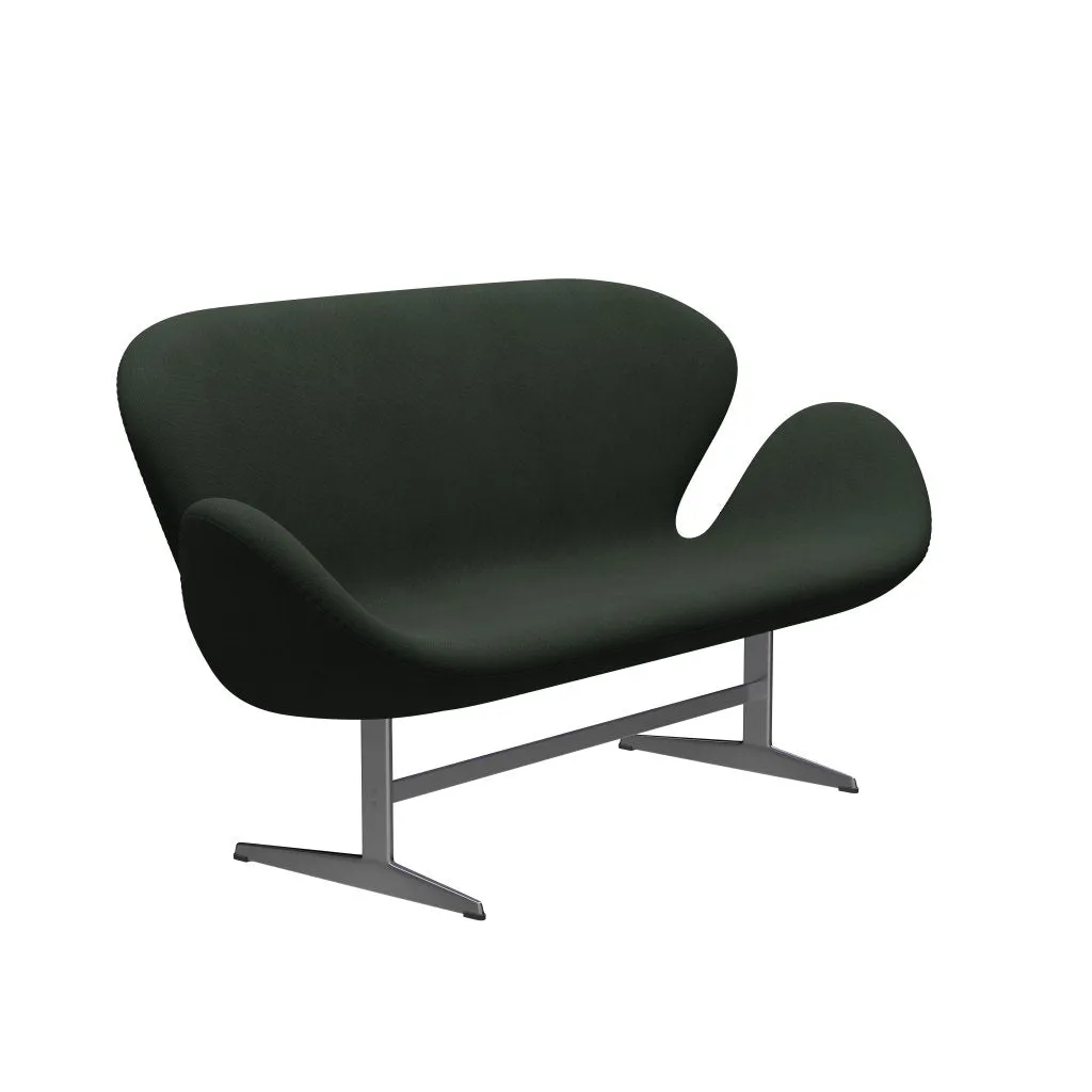 Fritz Hansen Swan™ Sofa 2 Seater, Satin Brushed Aluminum/Steelcut Dark Army Green