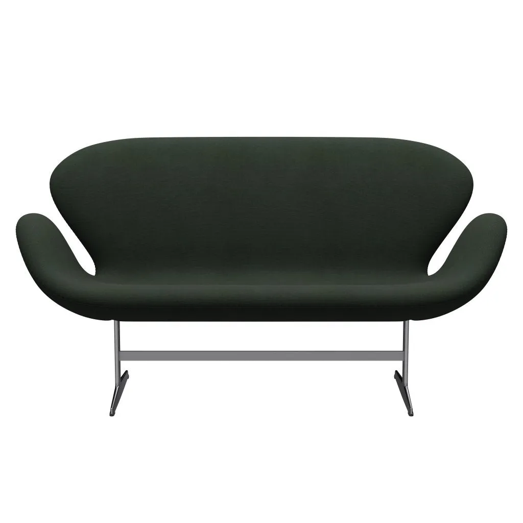 Fritz Hansen Swan™ Sofa 2 Seater, Satin Brushed Aluminum/Steelcut Dark Army Green