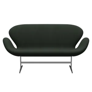 Fritz Hansen Swan™ Sofa 2 Seater, Satin Brushed Aluminum/Steelcut Dark Army Green