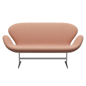 Fritz Hansen Swan™ Sofa 2 Seater, Satin Brushed Aluminum/Steelcut Trio White & Red