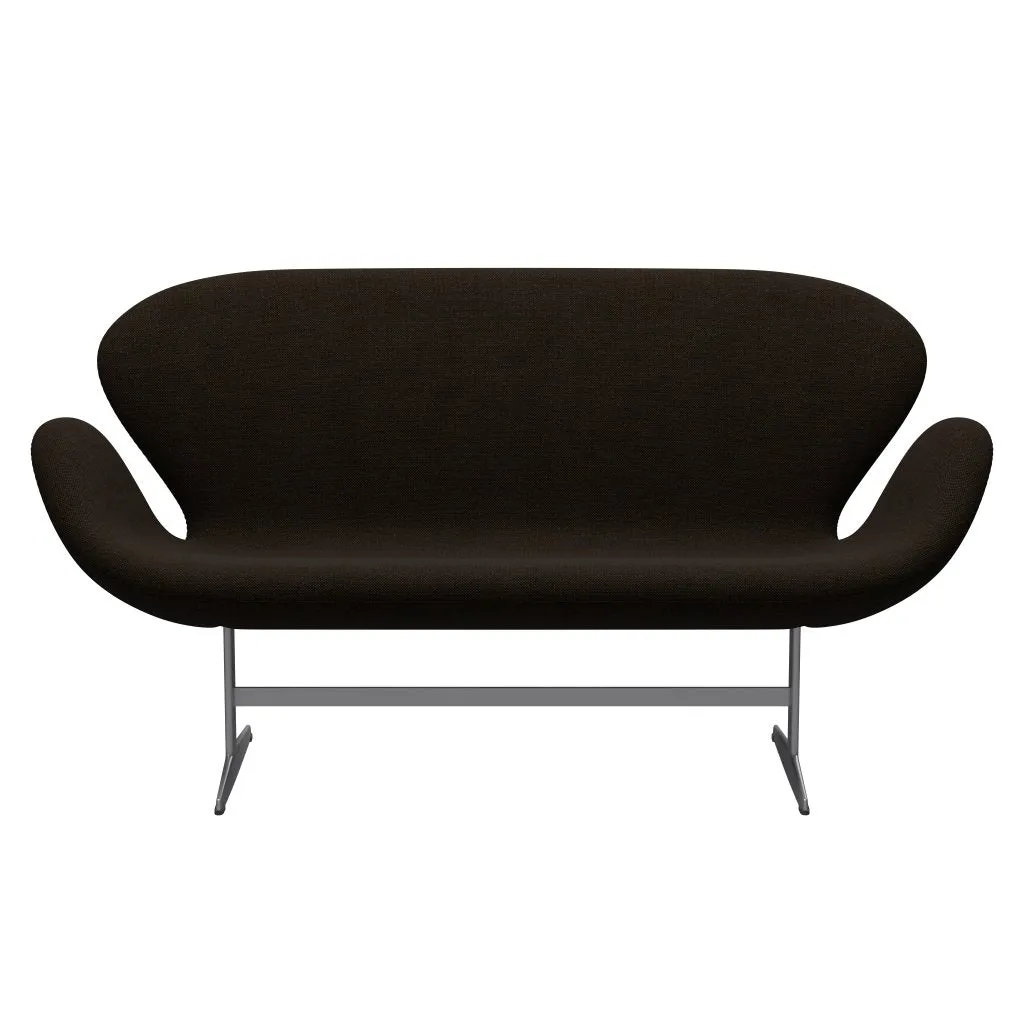 Fritz Hansen Swan™ Sofa 2 Seater, Silver Grey/Hallingdal Black/Brown