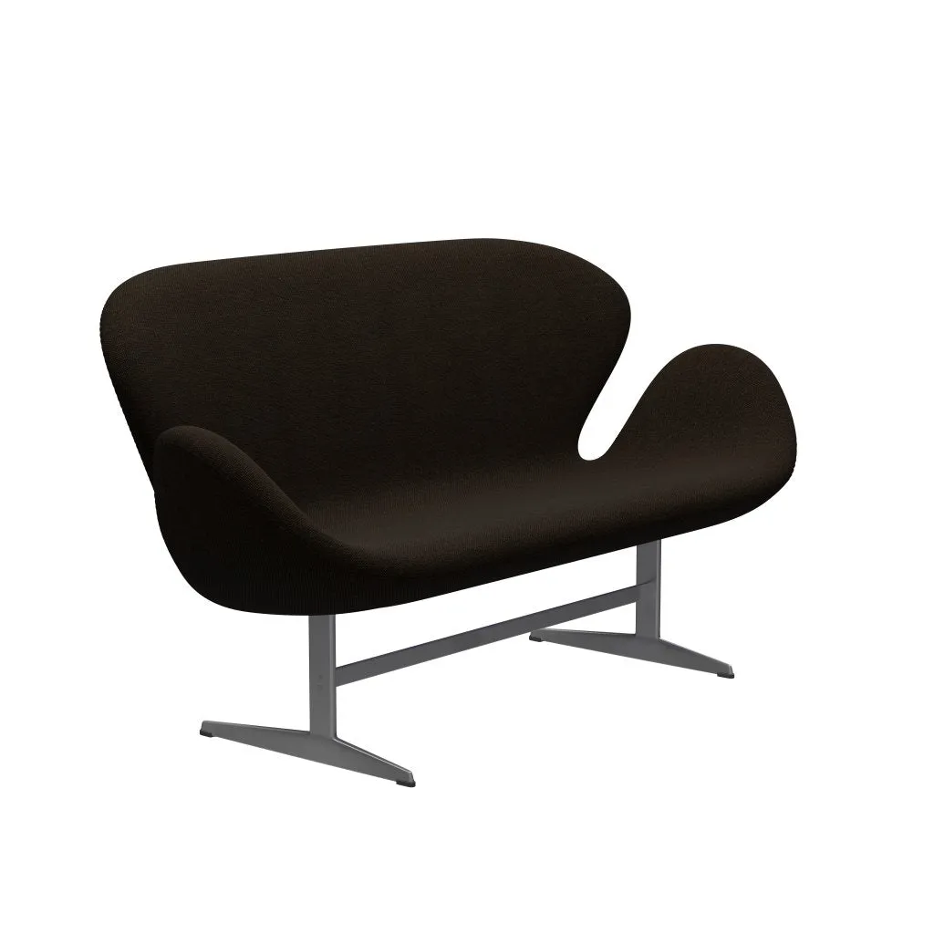 Fritz Hansen Swan™ Sofa 2 Seater, Silver Grey/Hallingdal Black/Brown