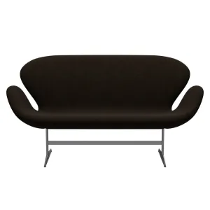 Fritz Hansen Swan™ Sofa 2 Seater, Silver Grey/Hallingdal Black/Brown
