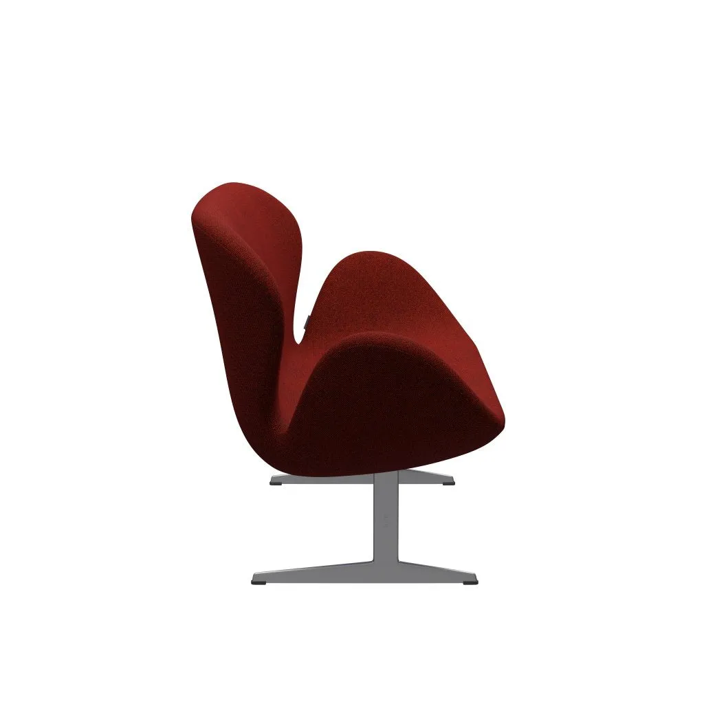 Fritz Hansen Swan™ Sofa 2 Seater, Silver Grey/Hallingdal Red/Black