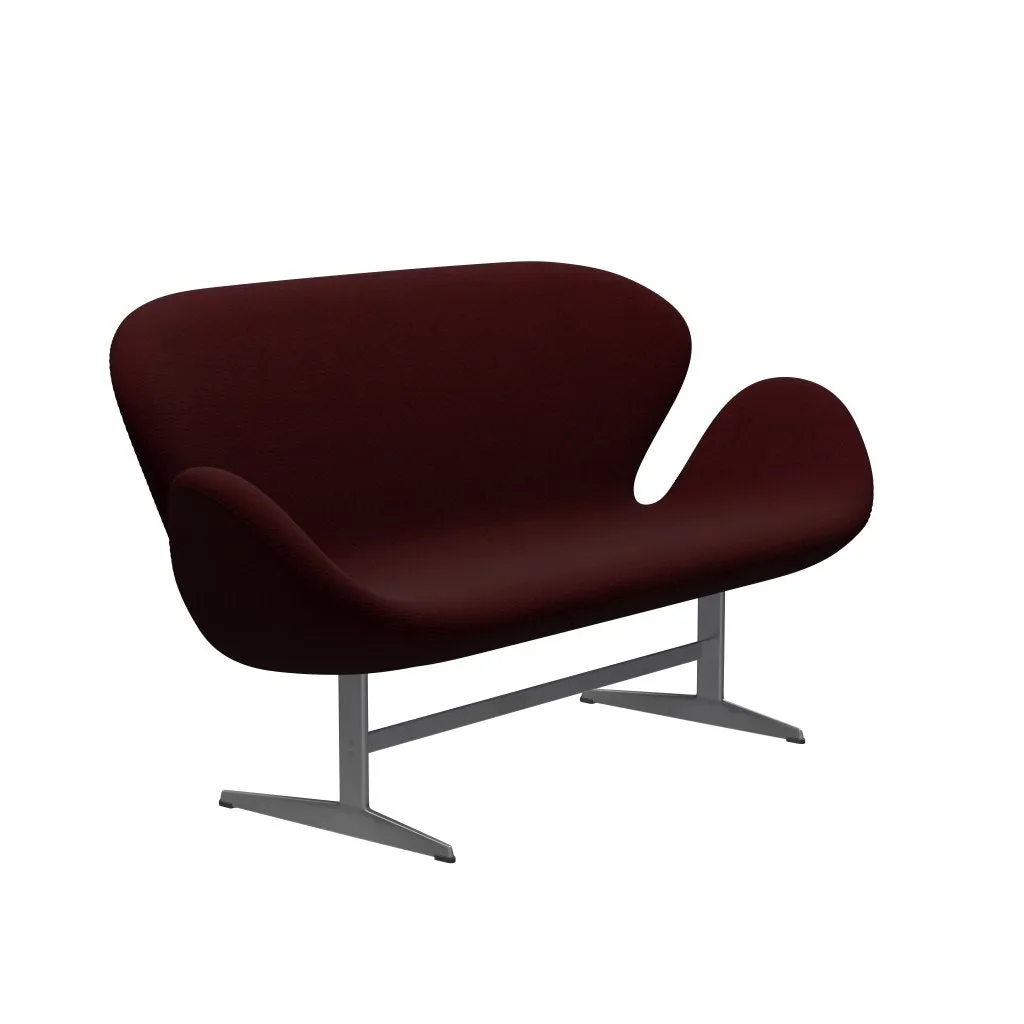 Fritz Hansen Swan™ Sofa 2 Seater, Silver Grey/Hallingdal Wine Red